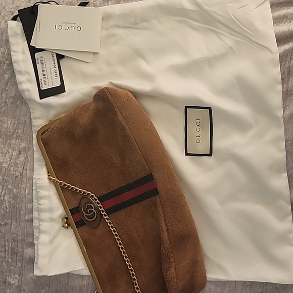 Gucci brown suede ophidia clutch - Picture 1 of 8